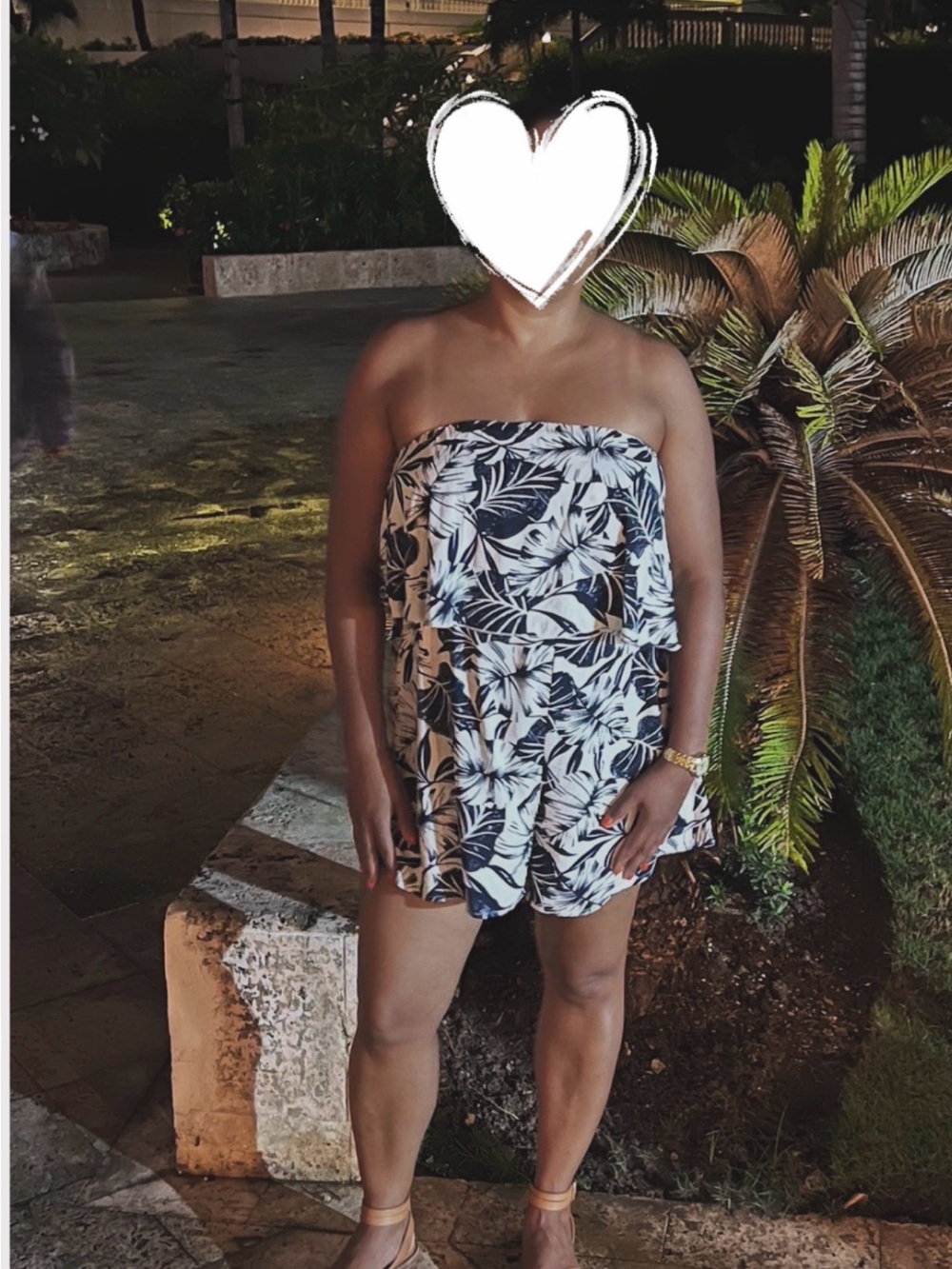 Cupshe - Tropical Leaf Print Foldover Tuber Romper - Picture 3 of 3